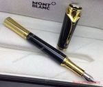 Mont Blanc Pens Replica Princesse Monaco Gold Fountain Pens Black & Gold Clip